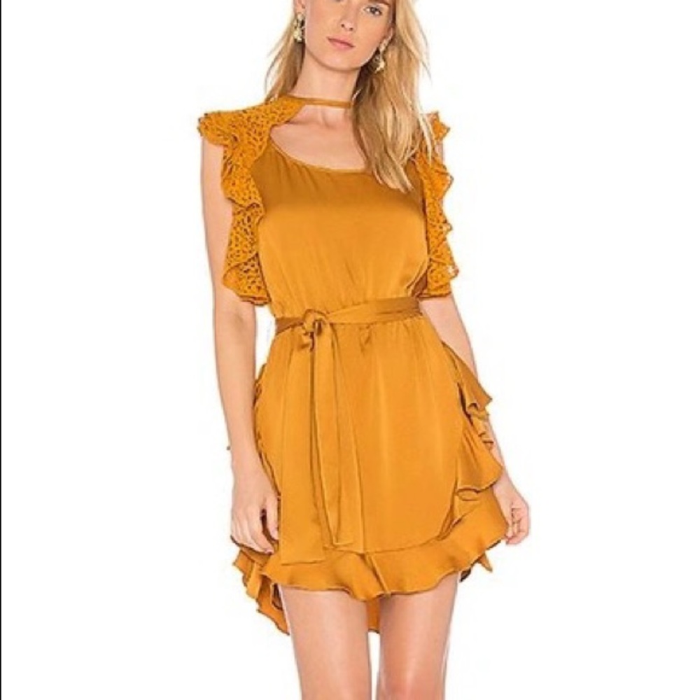 Marissa Webb Gold Ruffled Tie Front Sundress